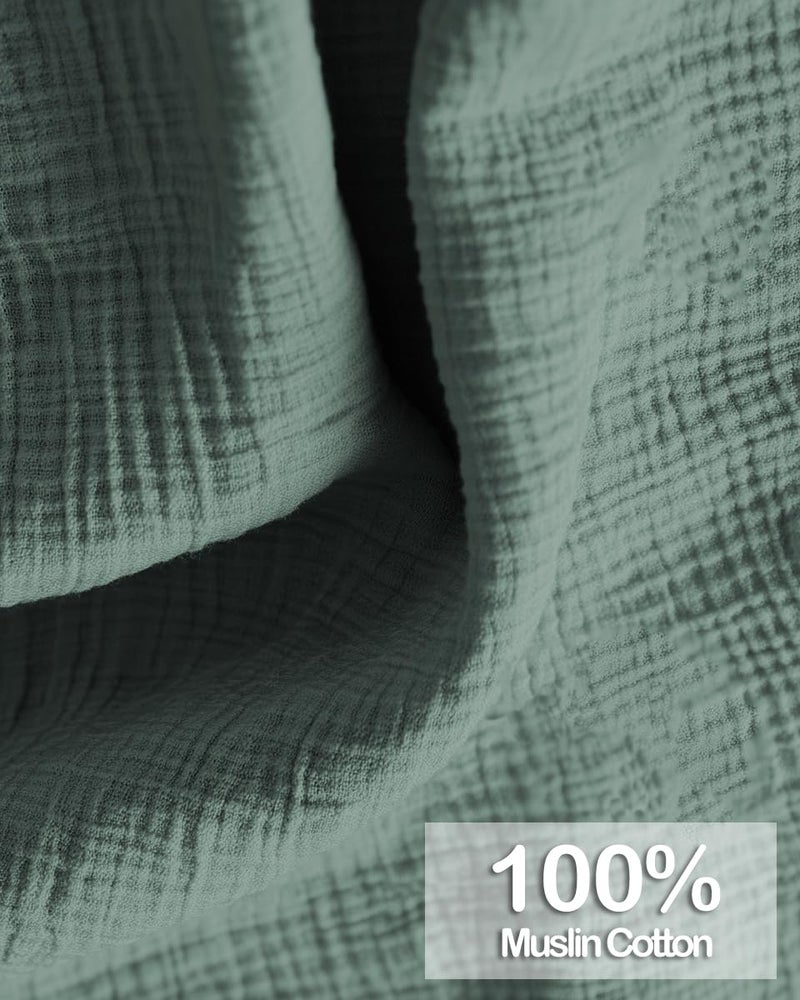 MUGVELL Muslin Nursing Covers for Breastfeeding, Arch Neckline Breast Feeding Covers for Women, Moms Privacy Breathable Summer Nursing, Enlarged XL Size Soft Feeding Cover (Roman Green) - Image 2